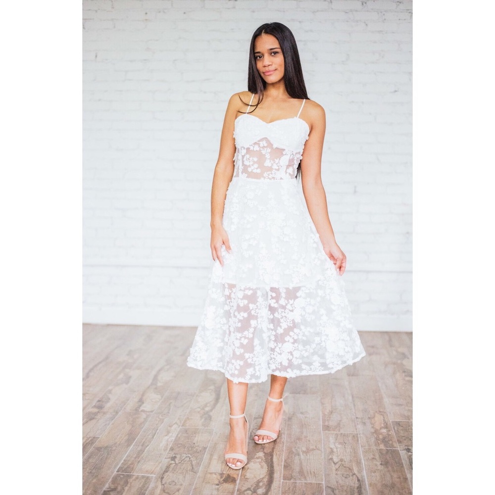 White Lace Peek-A-Boo Bridal Shower Engagement Party Bridal Dress